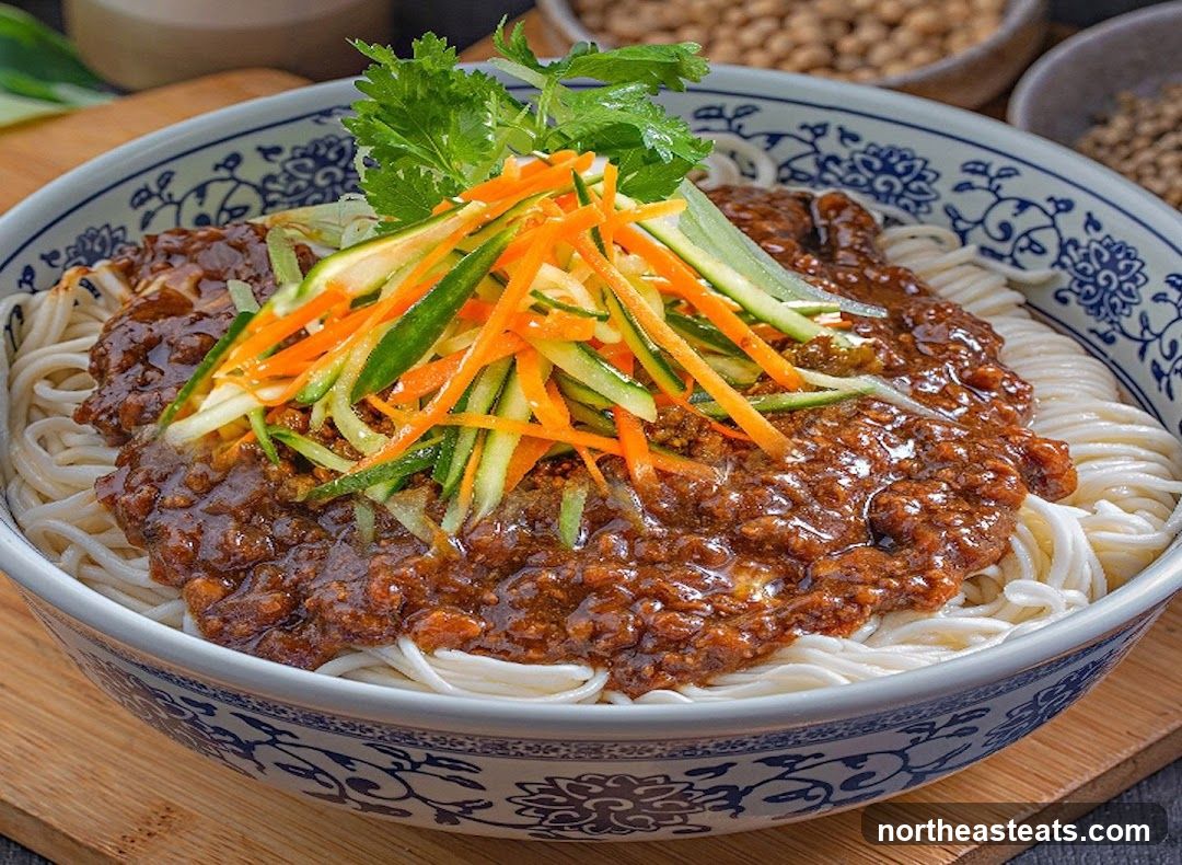 Noodles with Meat Sauce and Julienne Vegetables