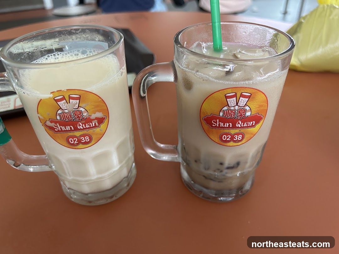 Two drinks with logo