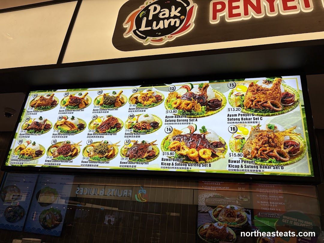 Pak Lum Penyett Menu