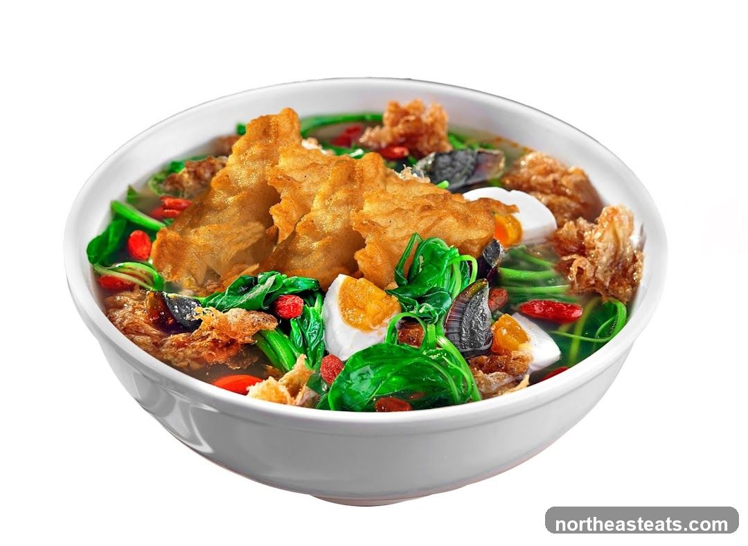 Noodle Soup with Fried Fish and Eggs