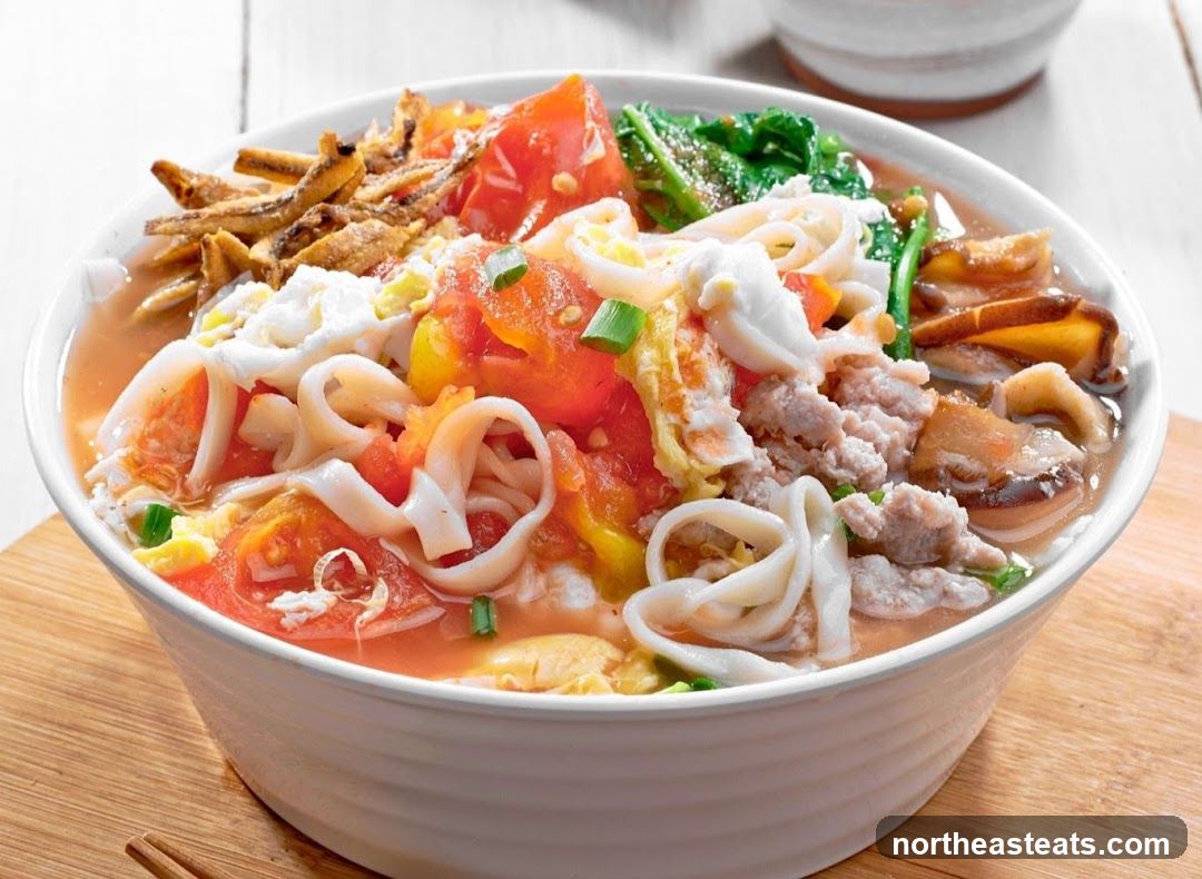 Noodle Soup with Tomatoes and Pork