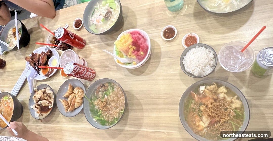 Table with food and drinks