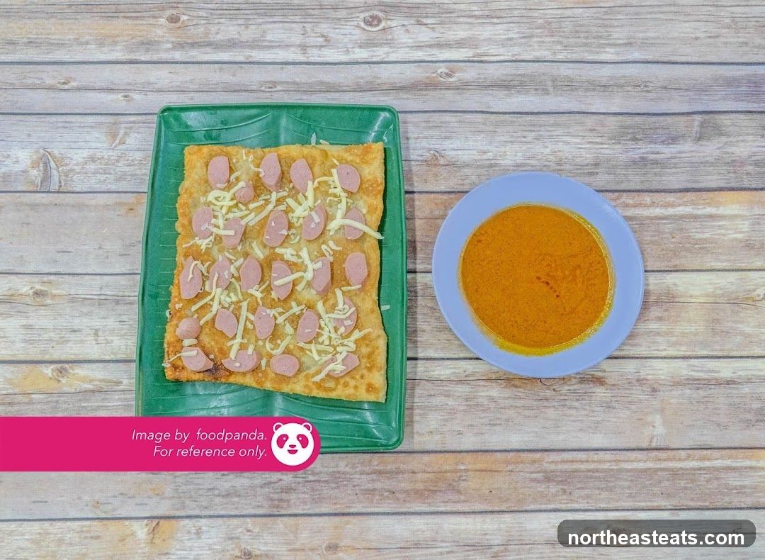 Sausage and Cheese Roti with Curry Sauce
