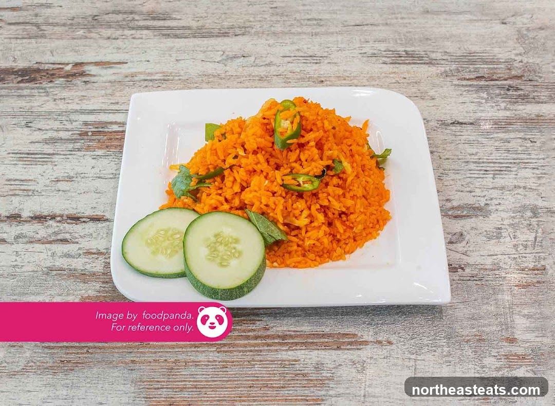 Orange Fried Rice with Cucumber Slices