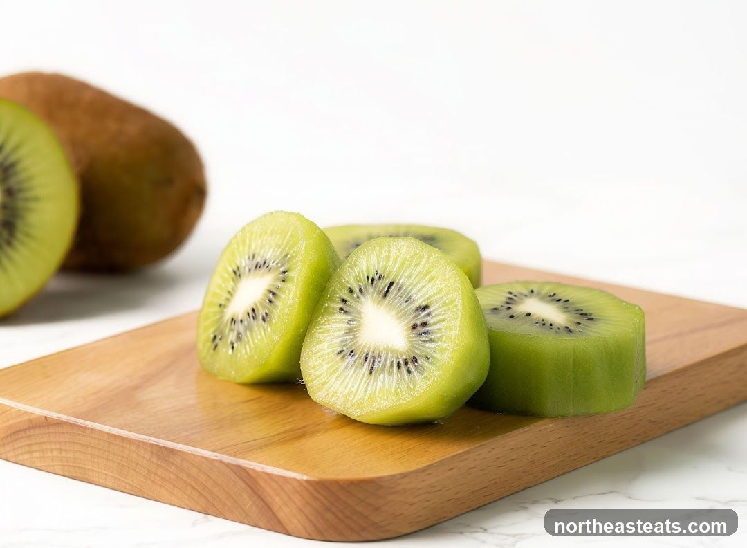 Sliced Kiwis on a Cutting Board