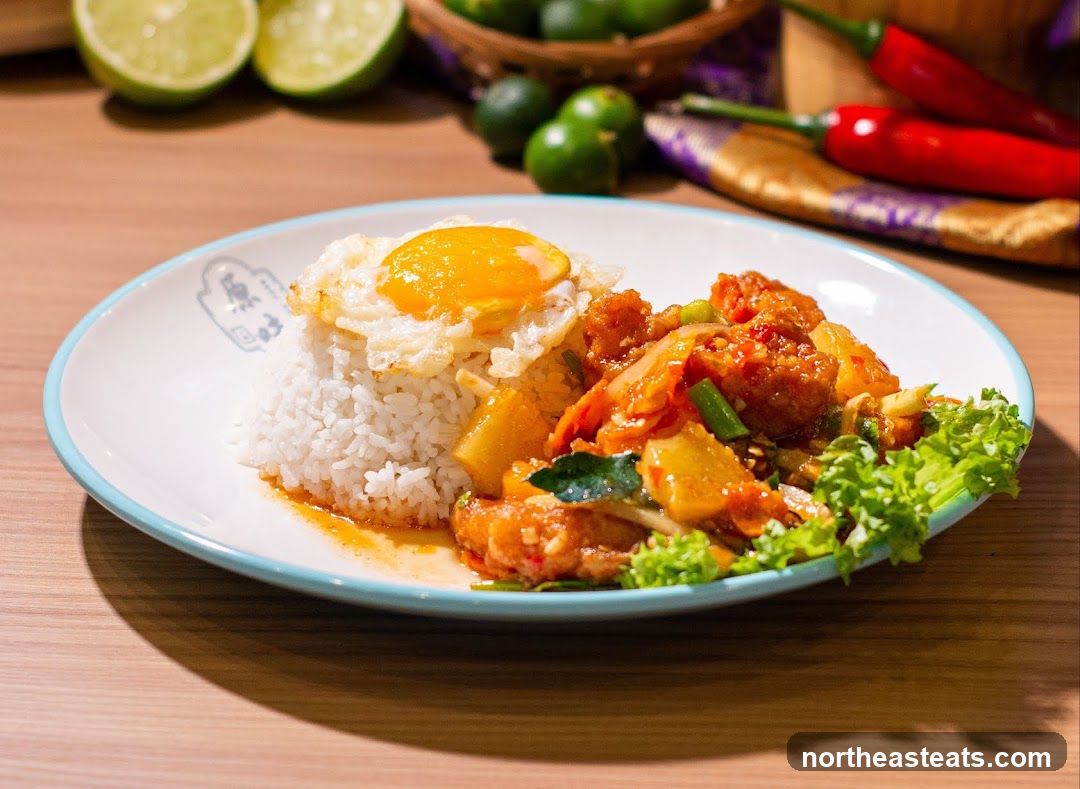 Spicy Fried Chicken with Rice and Egg