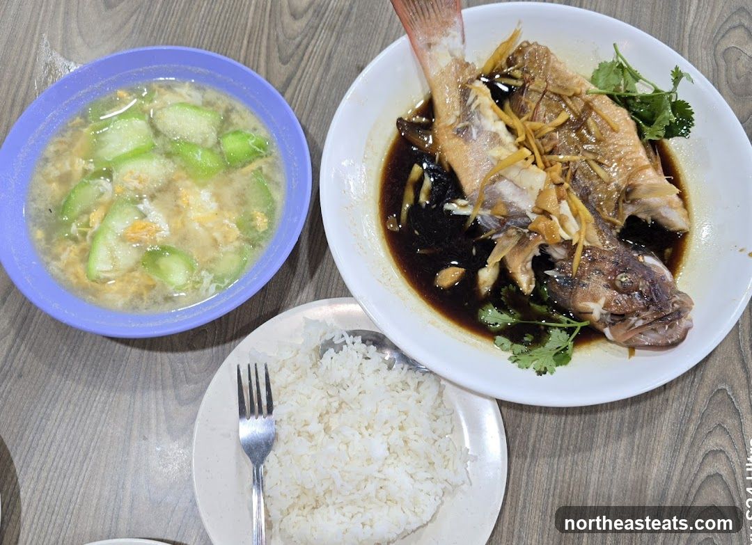 Steamed Fish with Rice and Soup