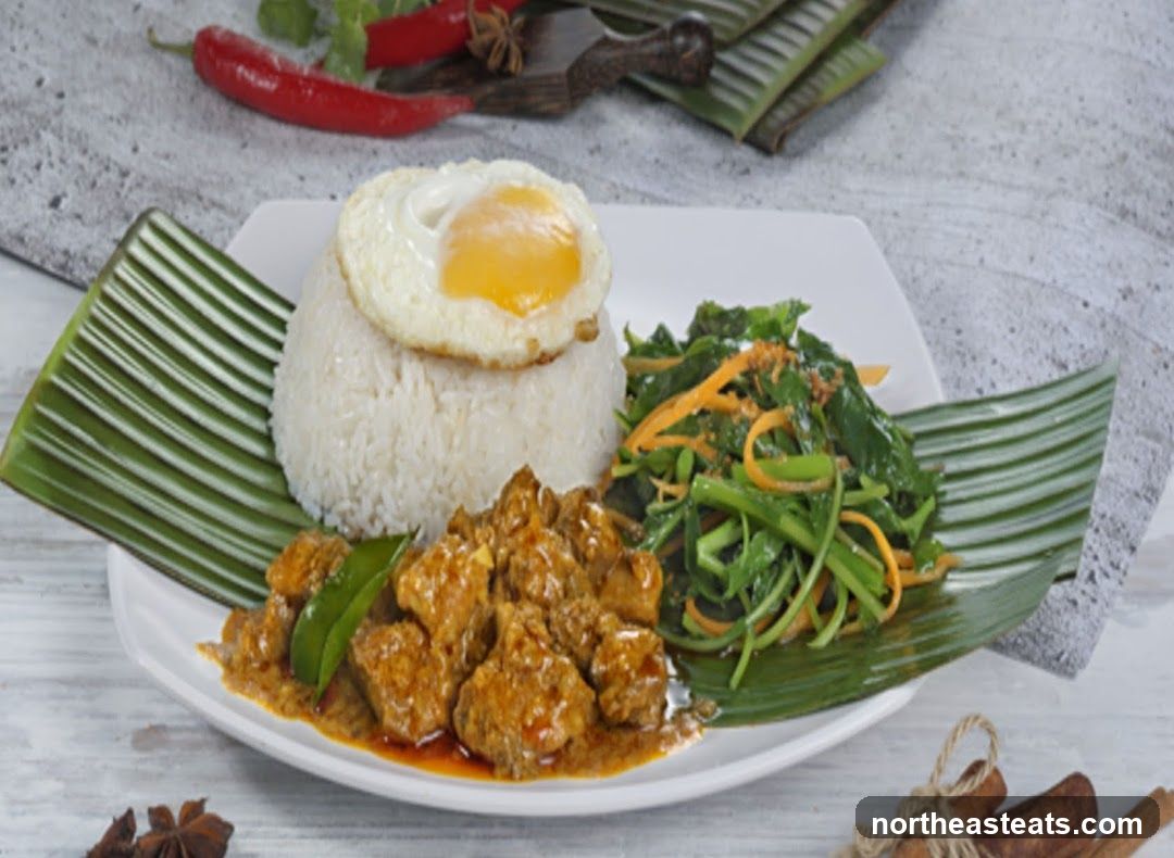 Curry Meat with Rice and Vegetables