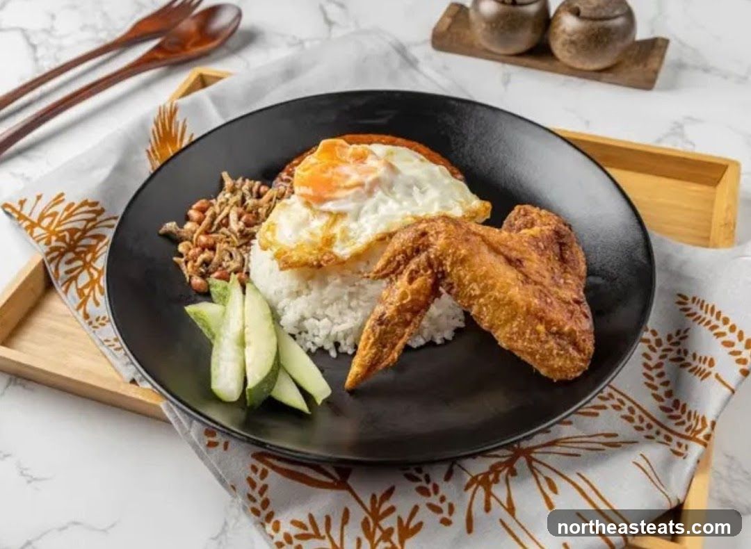 Nasi Lemak with Fried Chicken Wing