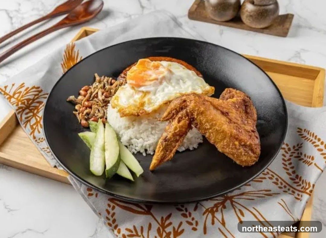 Nasi Lemak with Fried Chicken Wing