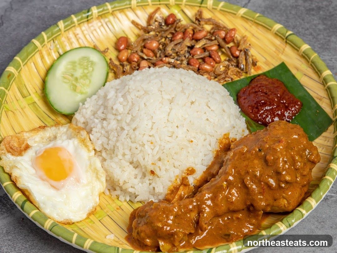 Nasi Lemak with Chicken Curry