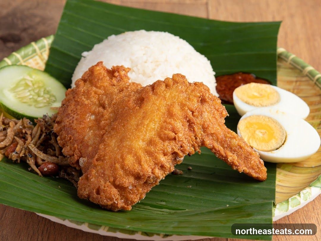 Nasi Lemak with Fried Chicken Wing