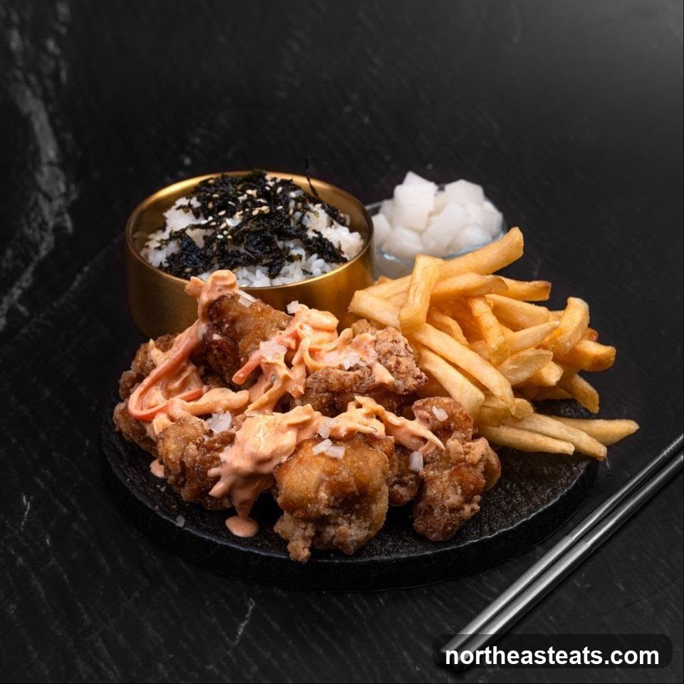 Fried Chicken with Rice and Fries