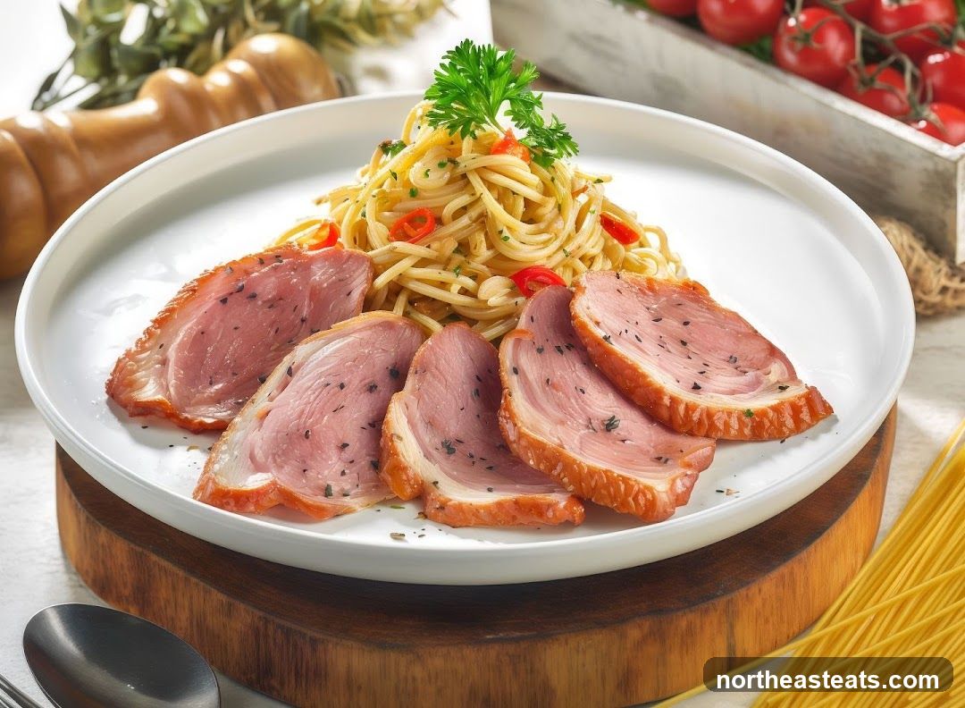 Smoked Duck Breast with Spaghetti