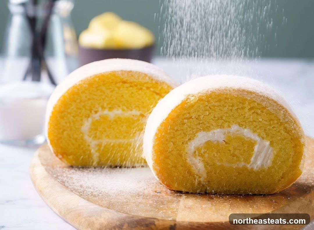 Swiss Roll Cakes with Powdered Sugar