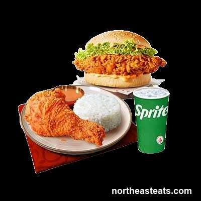 Fried Chicken Meal with Burger and Sprite