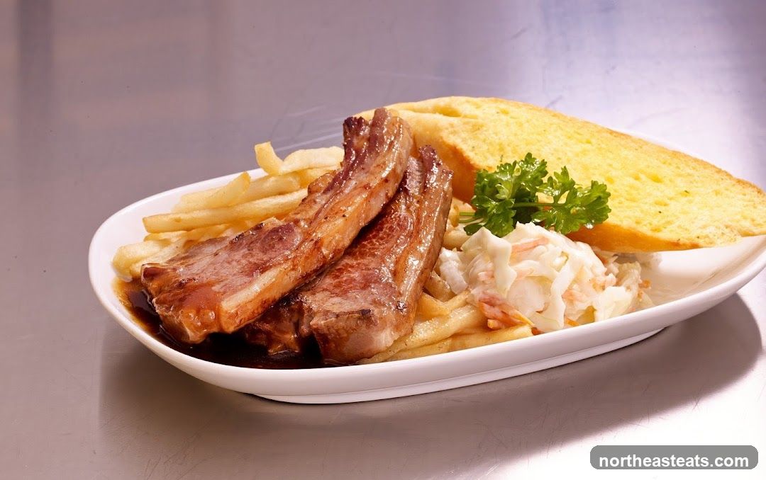 Pork Ribs with Fries and Coleslaw