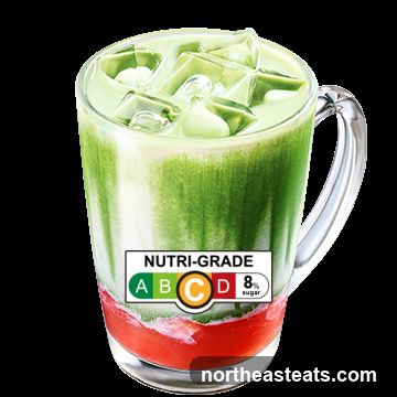 Matcha drink with strawberry syrup