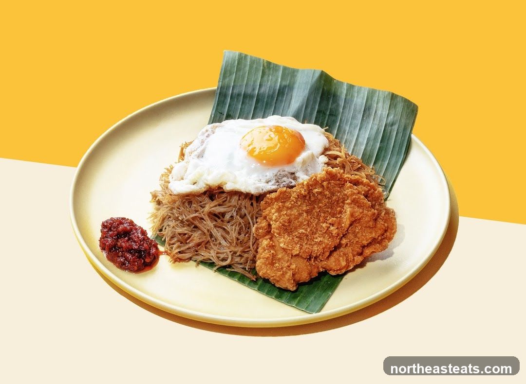 Fried Chicken with Noodles and Egg