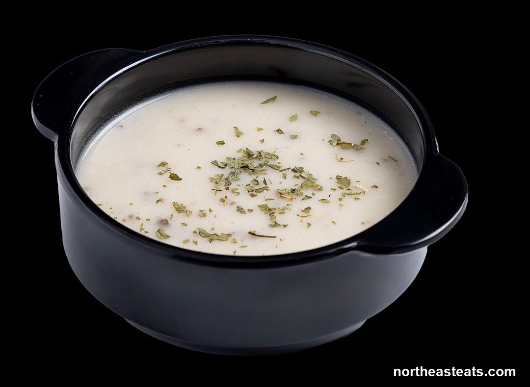 Creamy Soup in Black Bowl
