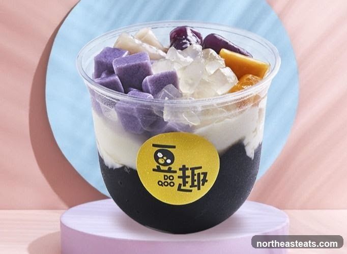 Dessert Drink with Purple Sweet Potato and Mango