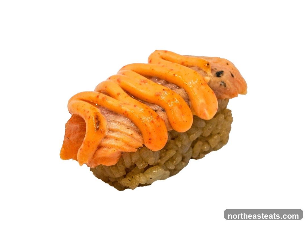 Salmon Nigiri with Spicy Mayo