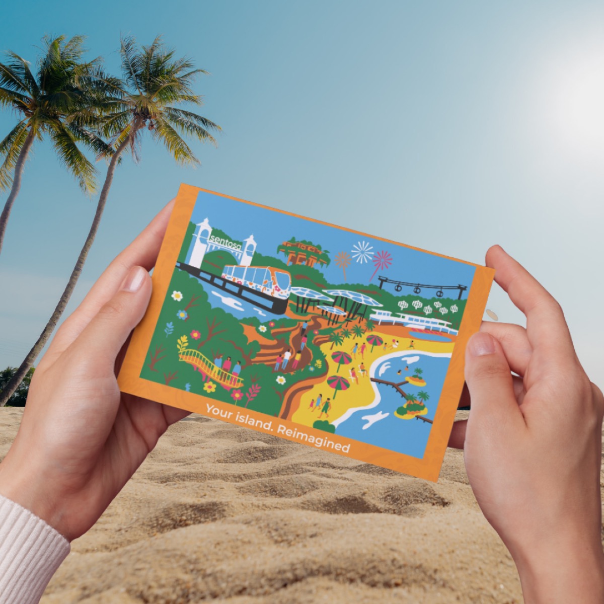 Greater Sentosa exhibition postcard stamp activity from Sentosa Development Corporation