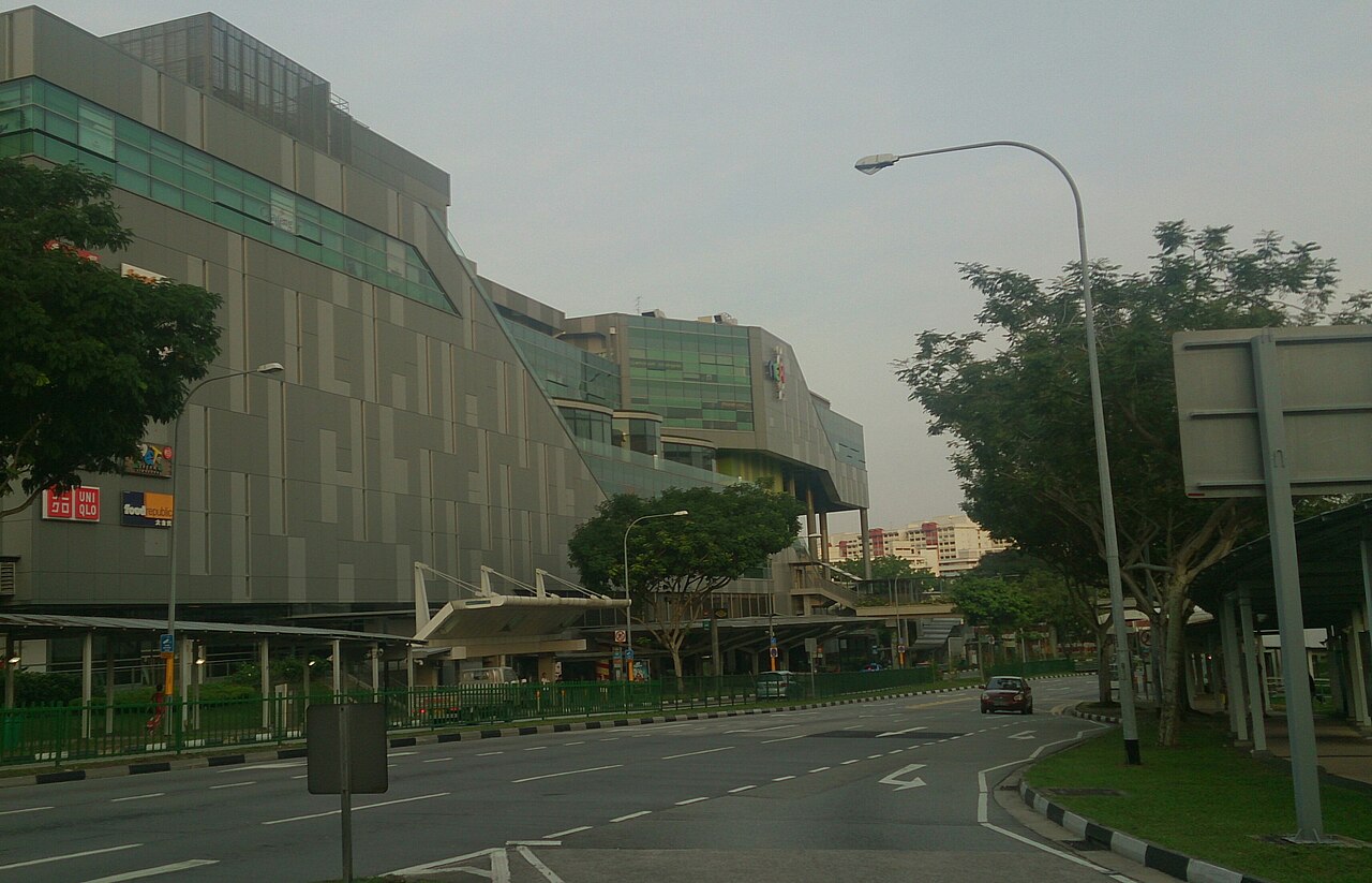 nex shopping mall side building view at Serangoon