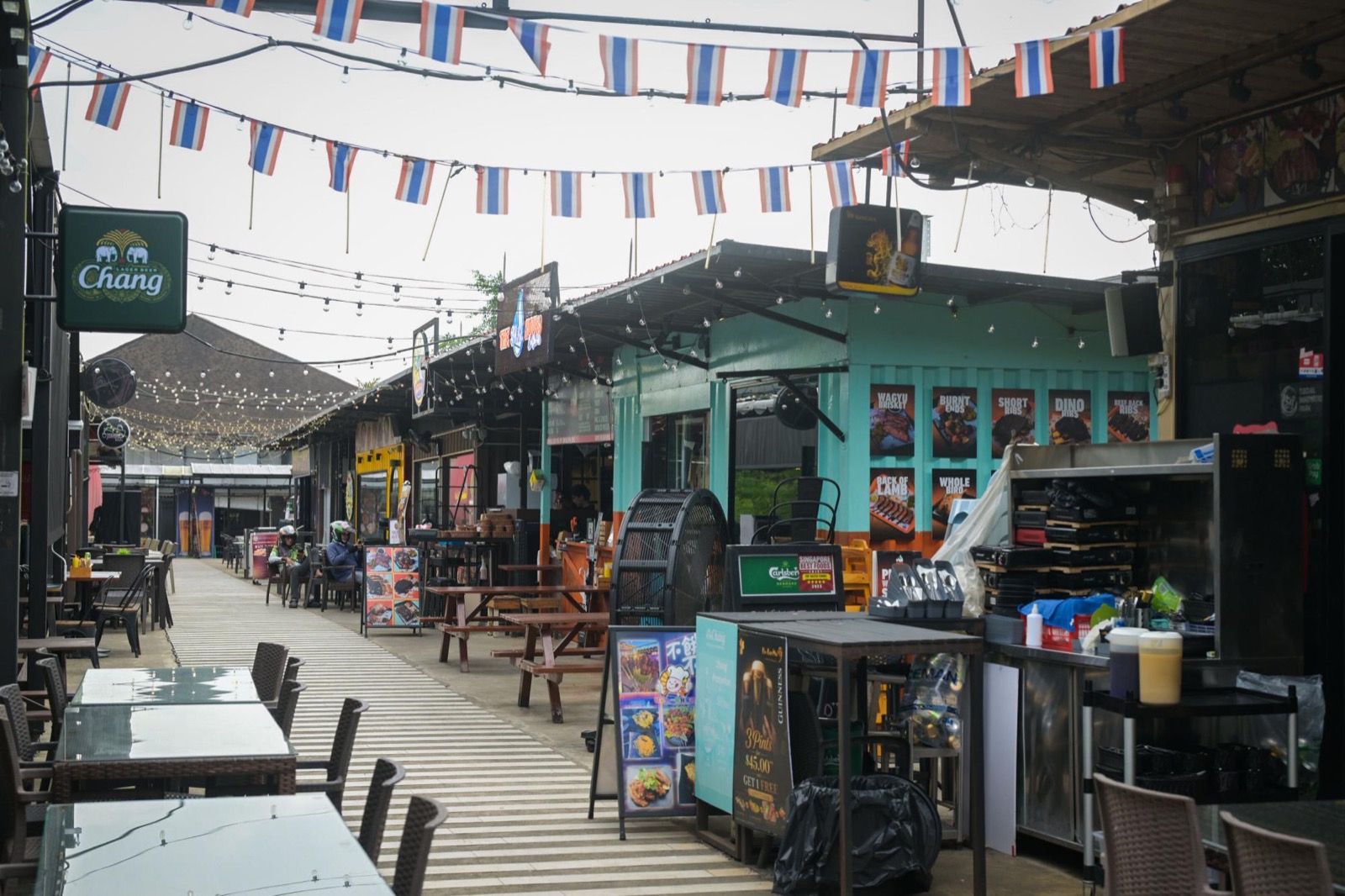 Container food stalls along the walkway at Punggol East Container Park, 1 September 2026